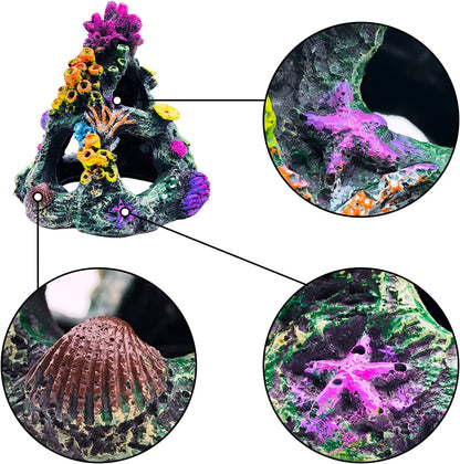 Fish Tank Decoration Coral Reef Set, Aquarium Ornament Cave Plants, Betta Decor