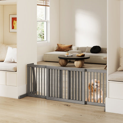 Adjustable 3-Panel Wood Pet Gate - Foldable Dog Fence