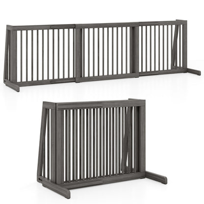 Adjustable 3-Panel Wood Pet Gate - Foldable Dog Fence