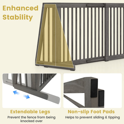 Adjustable 3-Panel Wood Pet Gate - Foldable Dog Fence