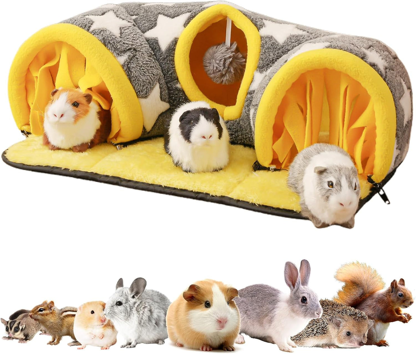 Guinea Pig Tunnel Bed Hideout, Plush Tube Small Animal Rabbit Hamster