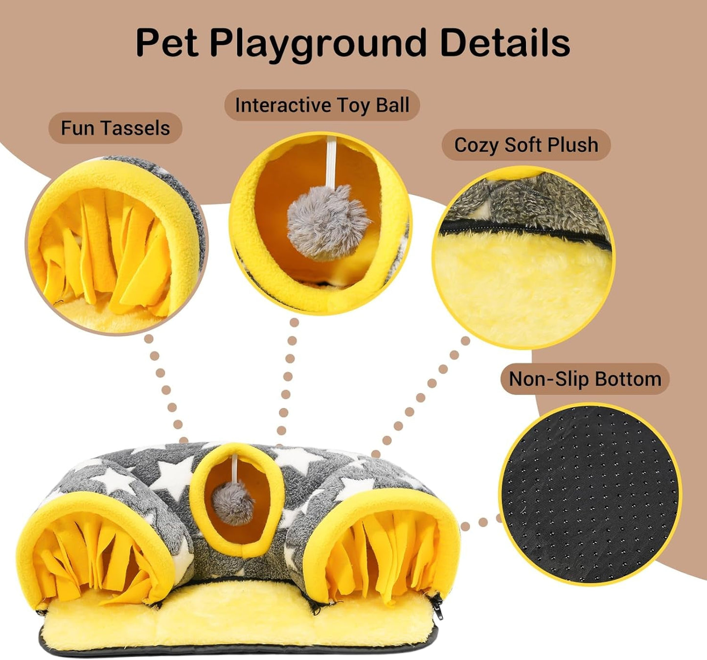 Guinea Pig Tunnel Bed Hideout, Plush Tube Small Animal Rabbit Hamster
