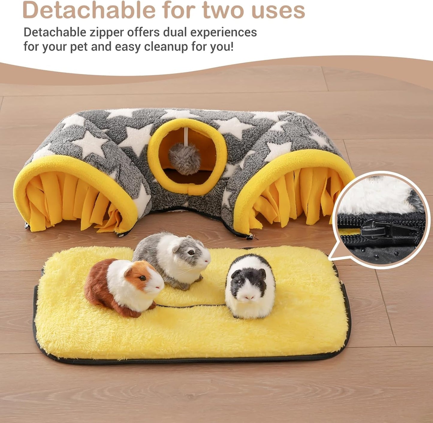 Guinea Pig Tunnel Bed Hideout, Plush Tube Small Animal Rabbit Hamster