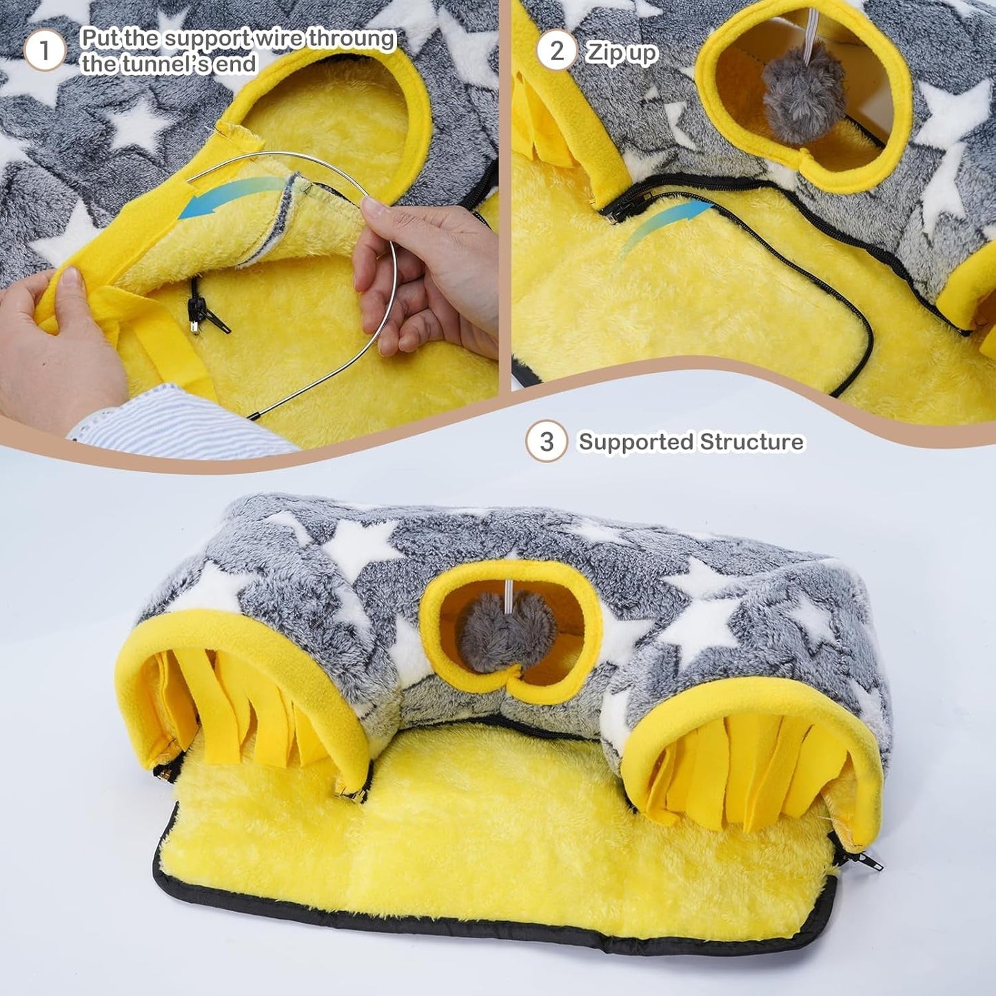 Guinea Pig Tunnel Bed Hideout, Plush Tube Small Animal Rabbit Hamster