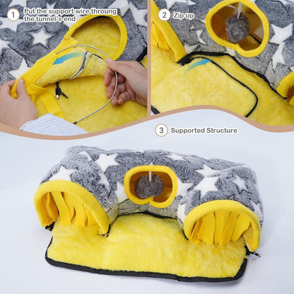 Guinea Pig Tunnel Bed Hideout, Plush Tube Small Animal Rabbit Hamster