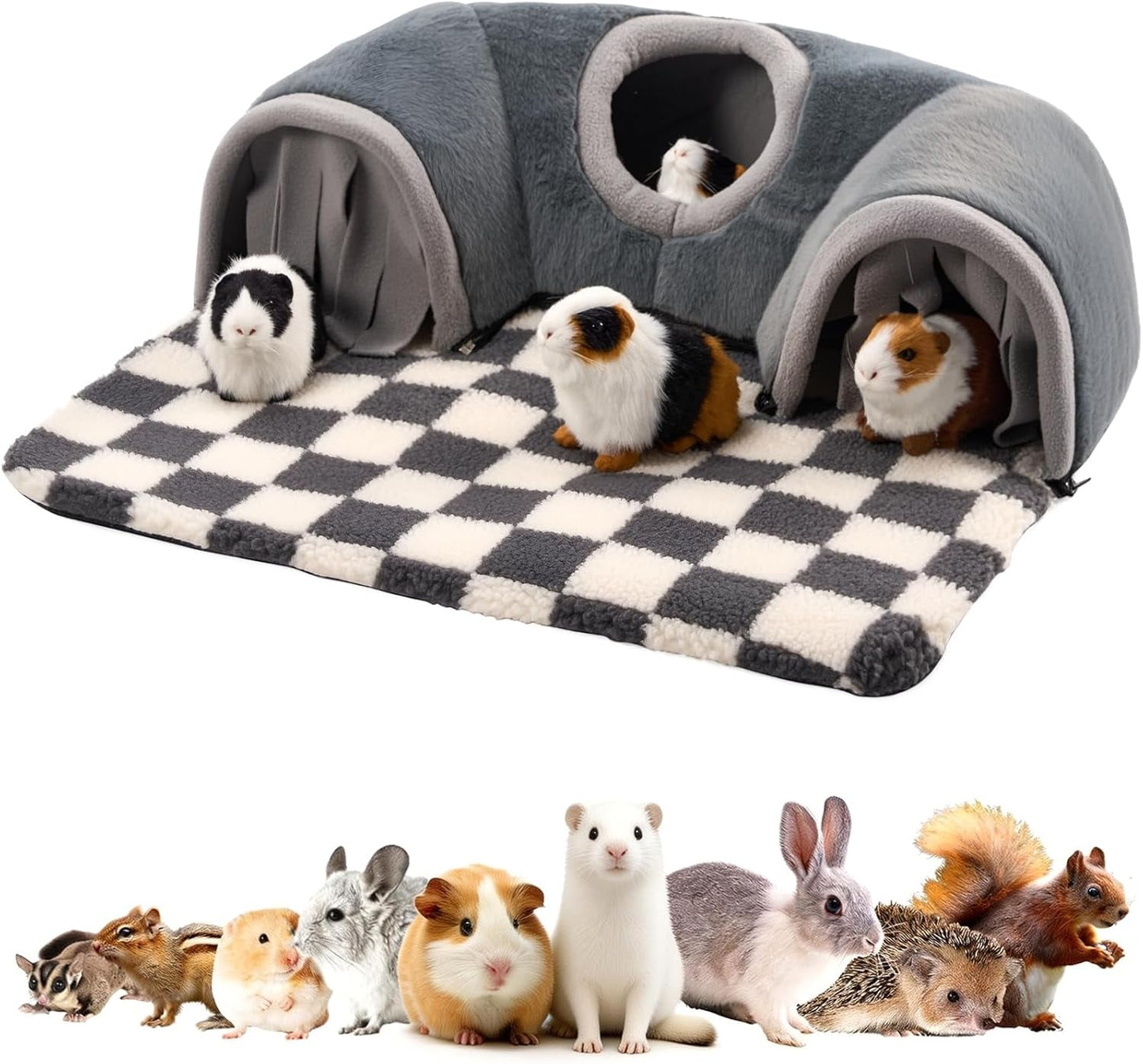 Guinea Pig Tunnel Bed Hideout, Plush Tube Small Animal Rabbit Hamster