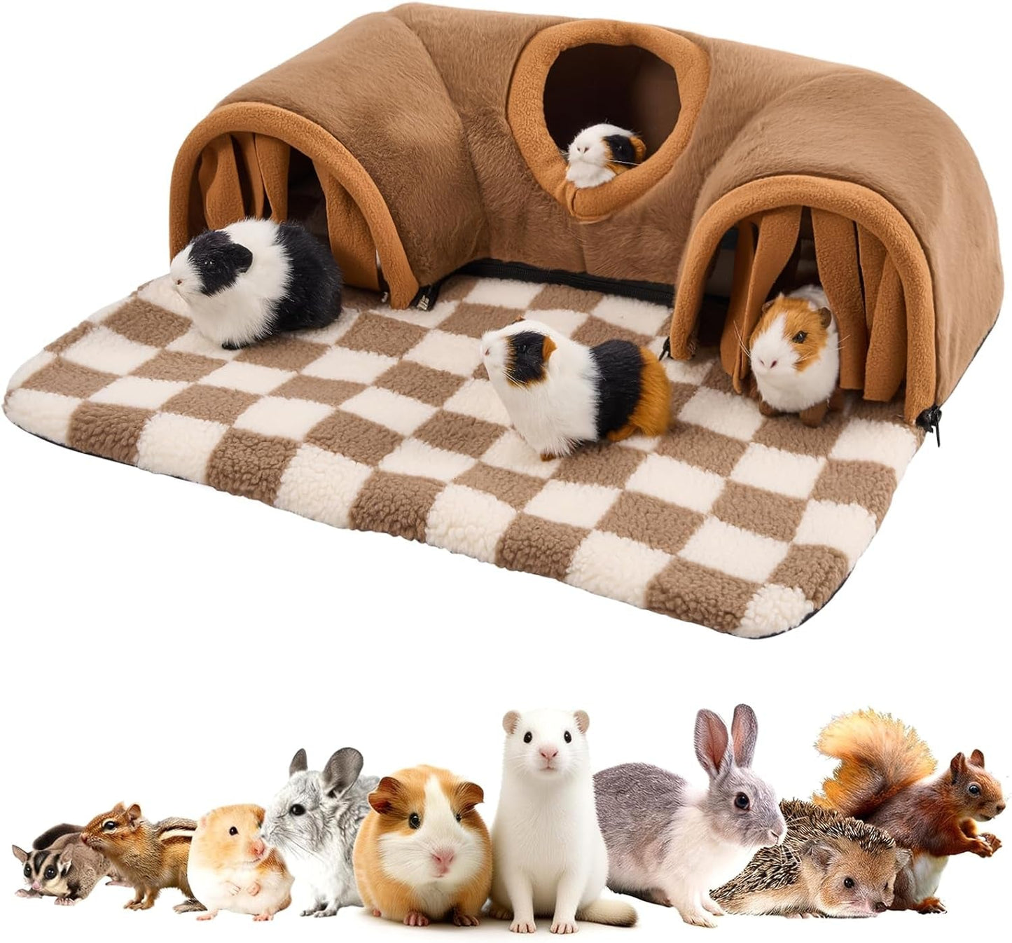 Guinea Pig Tunnel Bed Hideout, Plush Tube Small Animal Rabbit Hamster