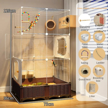 Large Stainless Steel Bird Cage for Goldfinches, Canaries, Cockatiels & Small Parrots – Durable Indoor Aviary