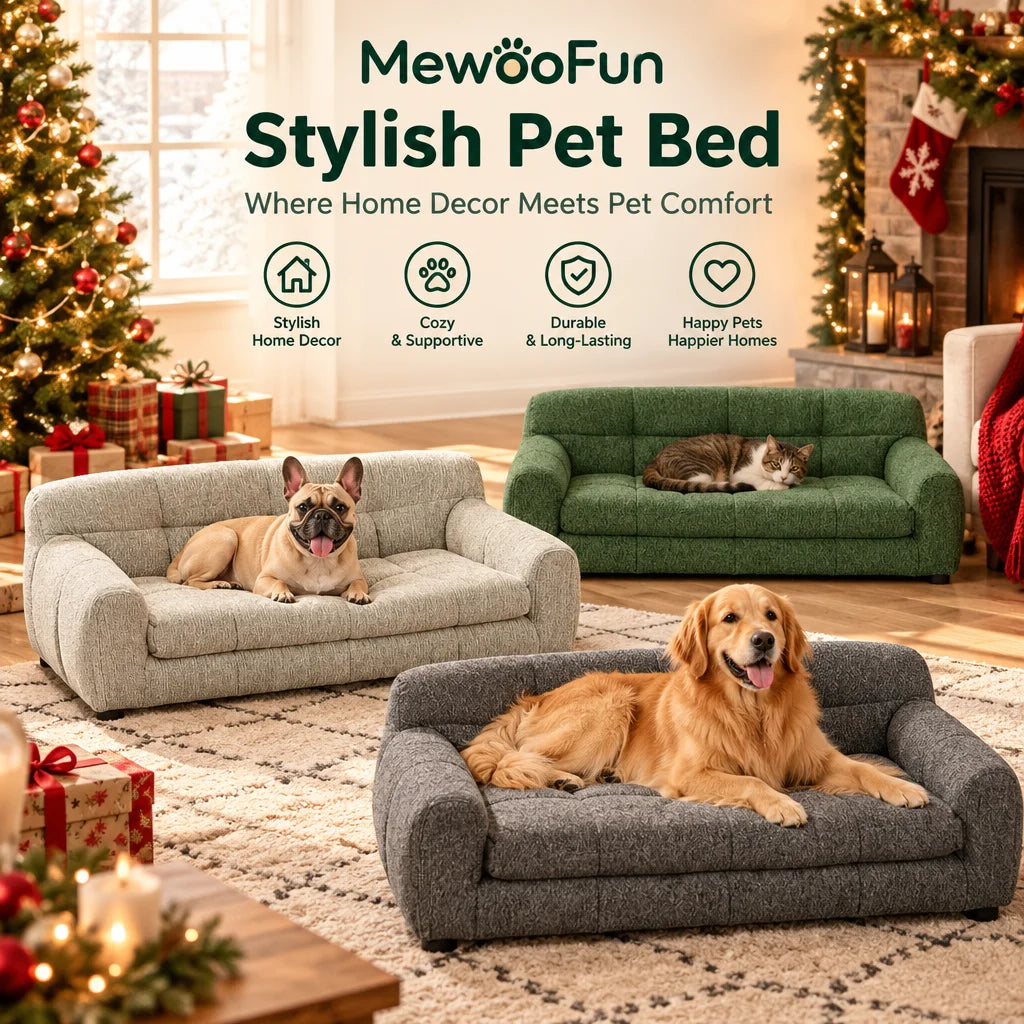 Modern Dog Sofa Bed with Backrest & Armrests – Breathable, Sturdy Pet Couch for Medium & Large Dogs