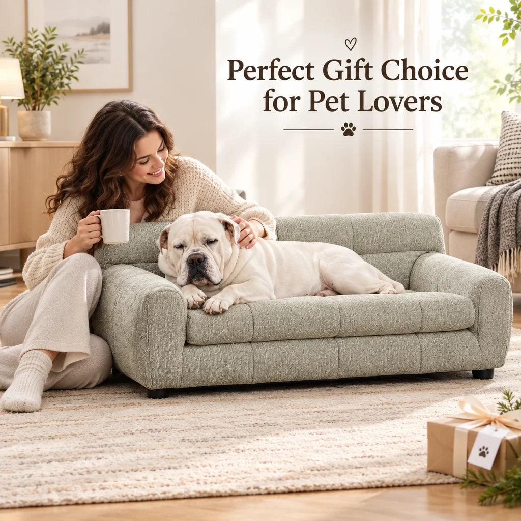 Modern Dog Sofa Bed with Backrest & Armrests – Breathable, Sturdy Pet Couch for Medium & Large Dogs