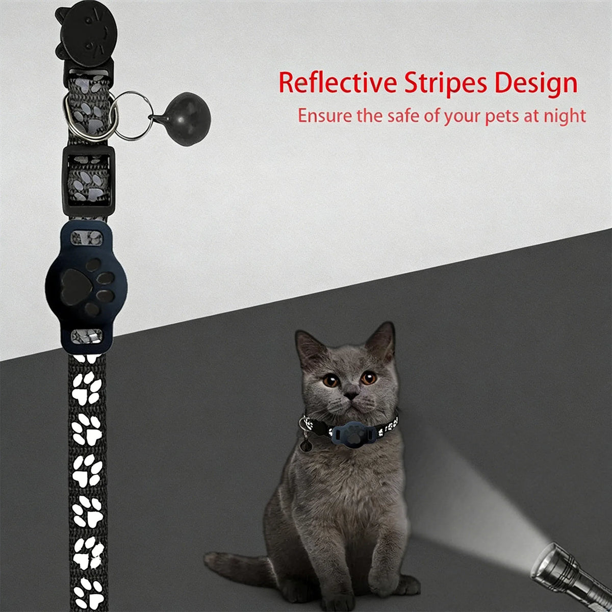 Reflective Cat Tracker Collar with Breakaway Buckle – Waterproof Anti-Lost Safety Collar
