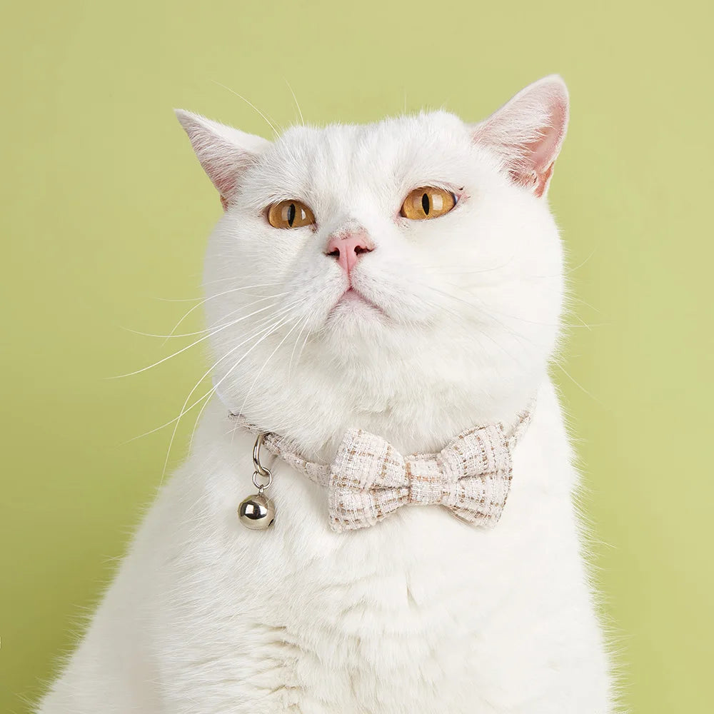 Plaid Breakaway Cat & Small Dog Collar with Removable Bow Tie & Bell