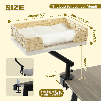 Dimensions of 360 rotating cat desk bed with adjustable hammock basket