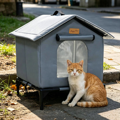 Elevated Insulated Outdoor Cat House – Waterproof All-Season Shelter for Feral & Stray Cats