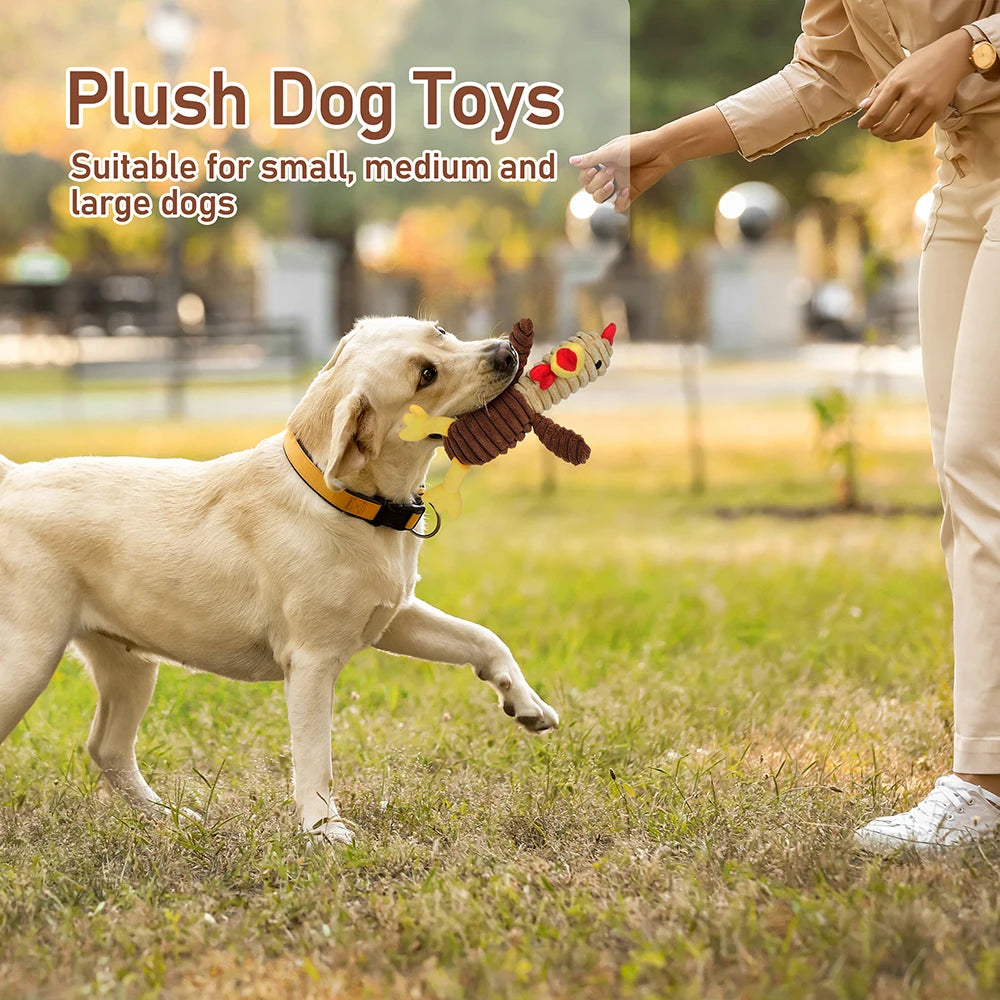 5-Pack Plush Squeaky Dog Toys – Assorted Stuffed Animal Play Toys for Small, Medium & Large Dogs