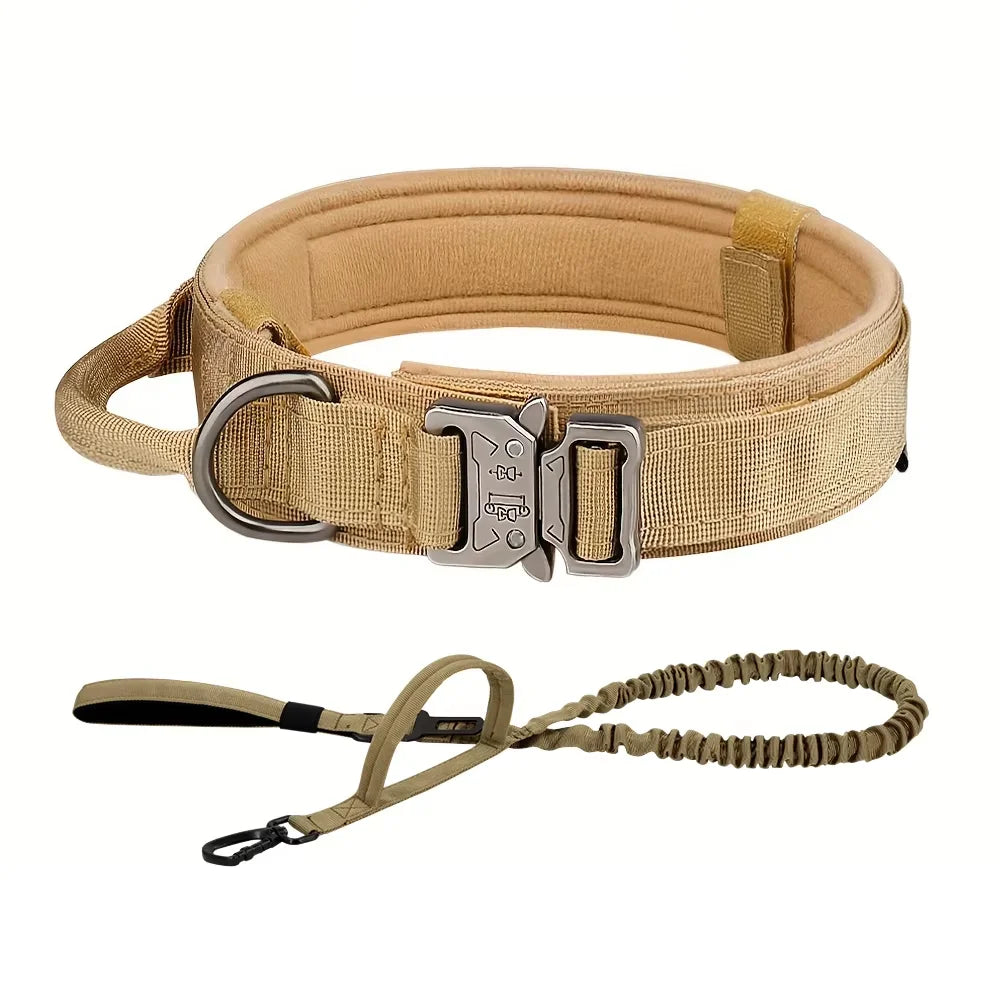 Adjustable Tactical Dog Collar & Leash Set with Control Handle for Small to Large Dogs