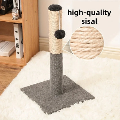 Gray Natural Sisal Cat Scratching Post with Toy Ball