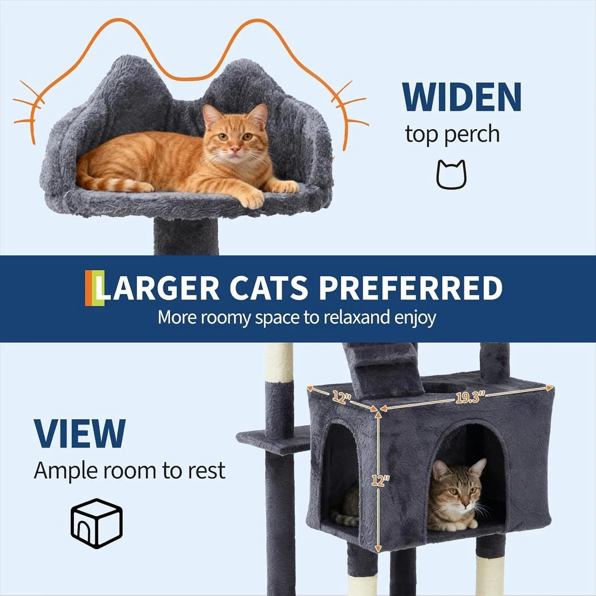 72-Inch Multi-Level Cat Tree with Condos, Perches, Hammock & Scratching Posts