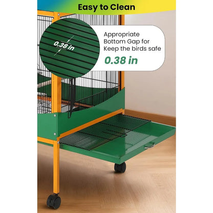 Garvee 66-Inch Extra-Large Bird Cage with Waterproof Roof & Removable Tray – Indoor/Outdoor Aviary