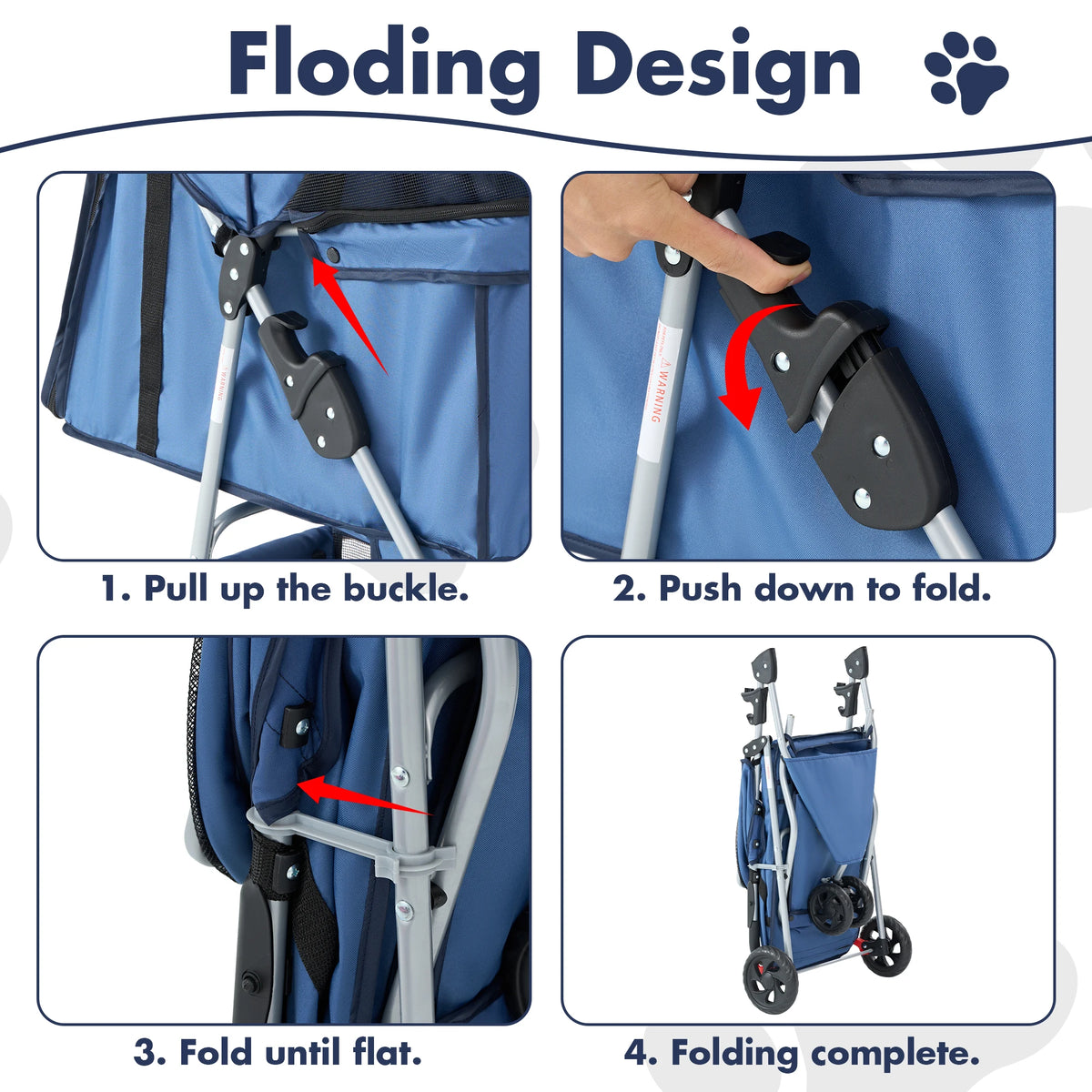 JHK 3-Wheel Foldable Pet Stroller for Small Dogs & Cats – Mesh Windows, Storage Basket & Cup Holder