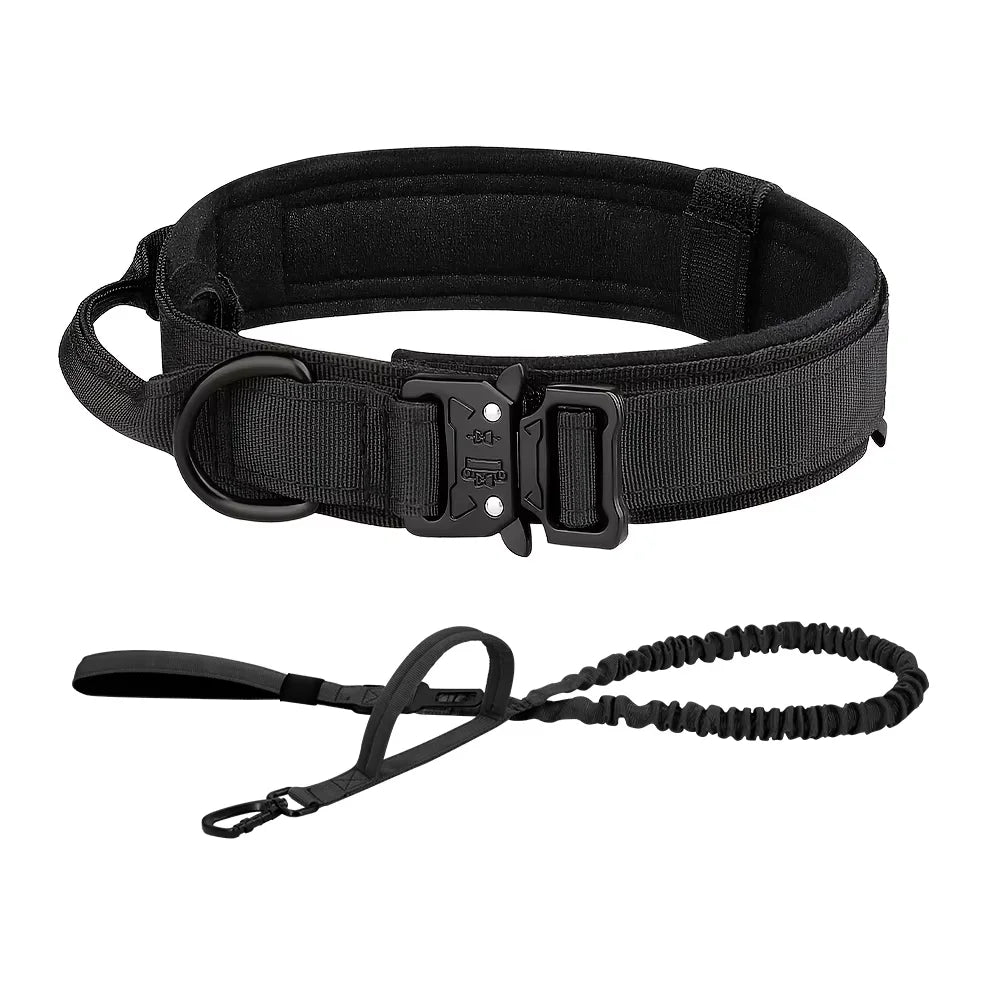 Adjustable Tactical Dog Collar & Leash Set with Control Handle for Small to Large Dogs