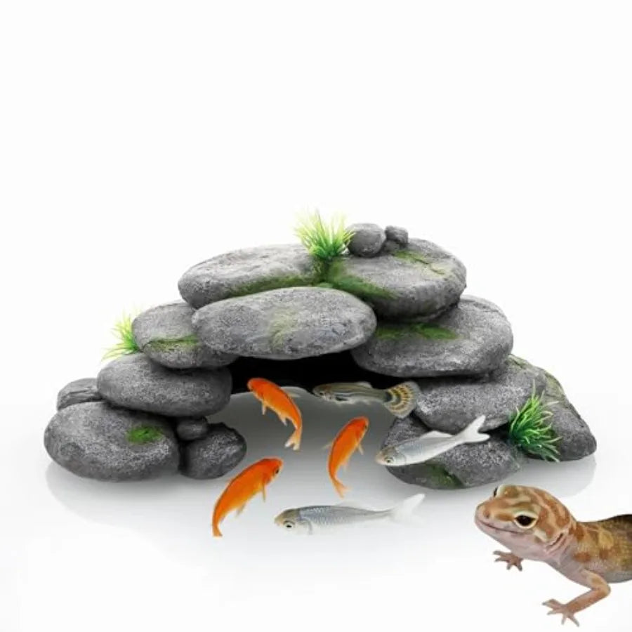 Natural-Looking Aquarium Rock Cave Hideout for Fish & Reptiles