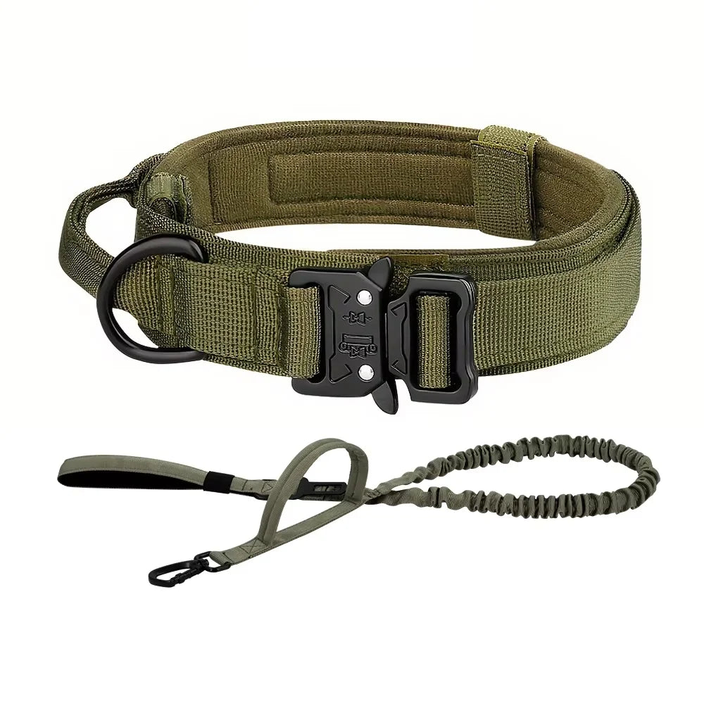 Adjustable Tactical Dog Collar & Leash Set with Control Handle for Small to Large Dogs