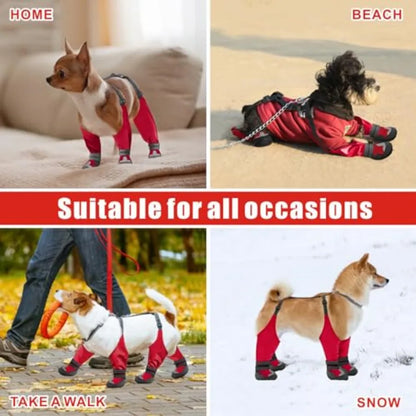 Waterproof Dog Suspender Boots – Adjustable Non-Slip Leg Protection for Rain, Snow & Hiking