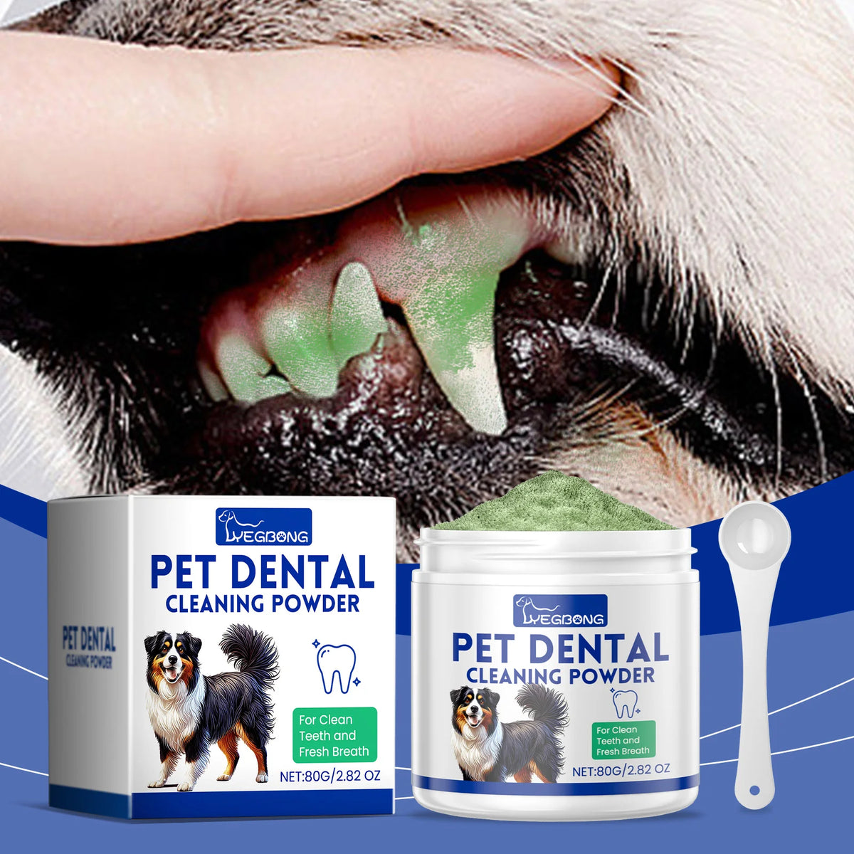 Dog & Cat Dental Care Powder – Oral Hygiene Food Topper for Fresh Breath & Plaque Control