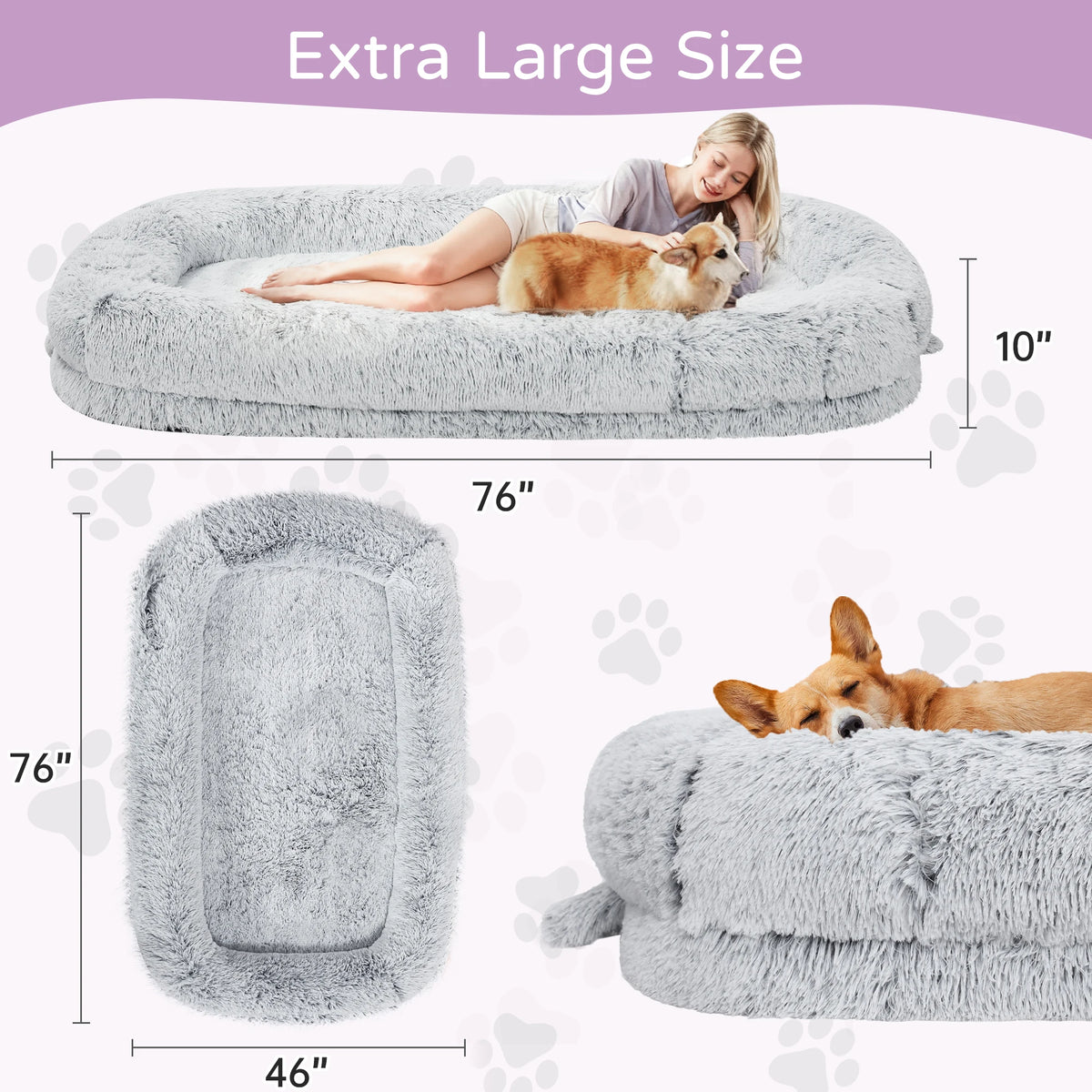 Oversized Human Dog Bed for Adults – Cozy Orthopedic Floor Lounger with Removable Cover