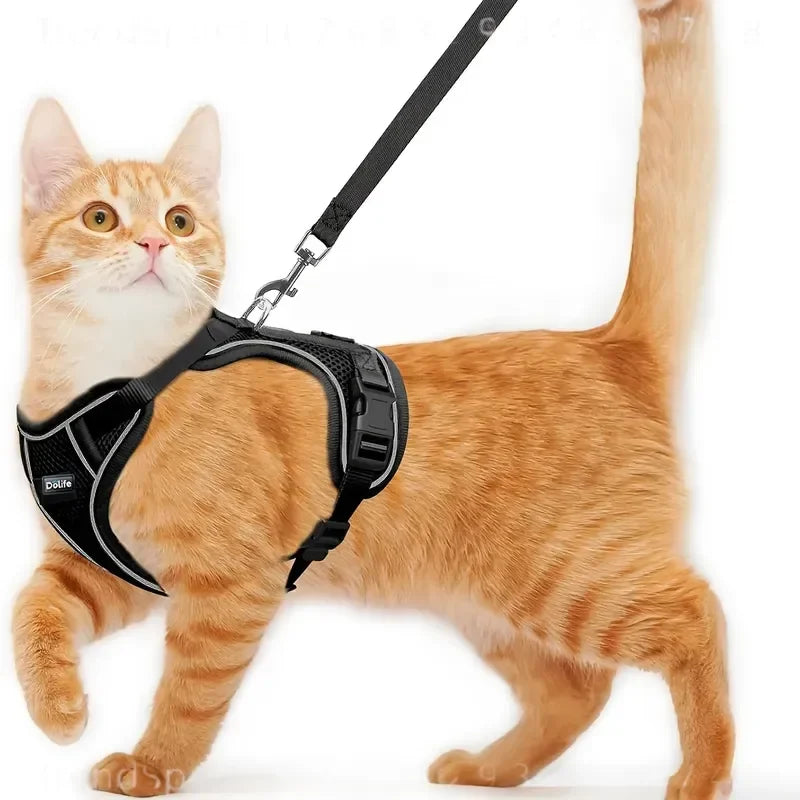 Anti-Escape Cat Harness & Leash Set – Soft Adjustable Vest for Walking & Travel