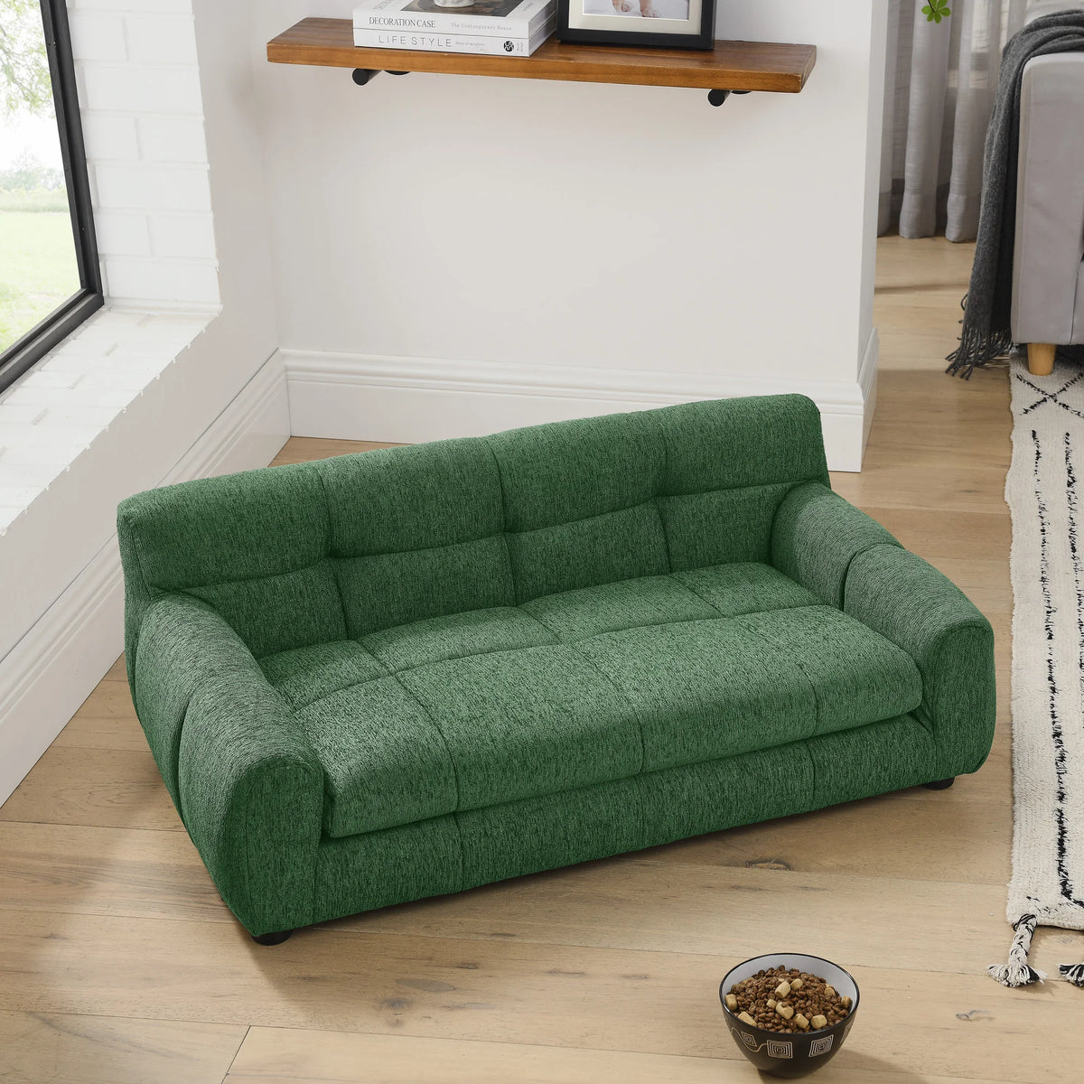 Modern Dog Sofa Bed with Backrest & Armrests – Breathable, Sturdy Pet Couch for Medium & Large Dogs