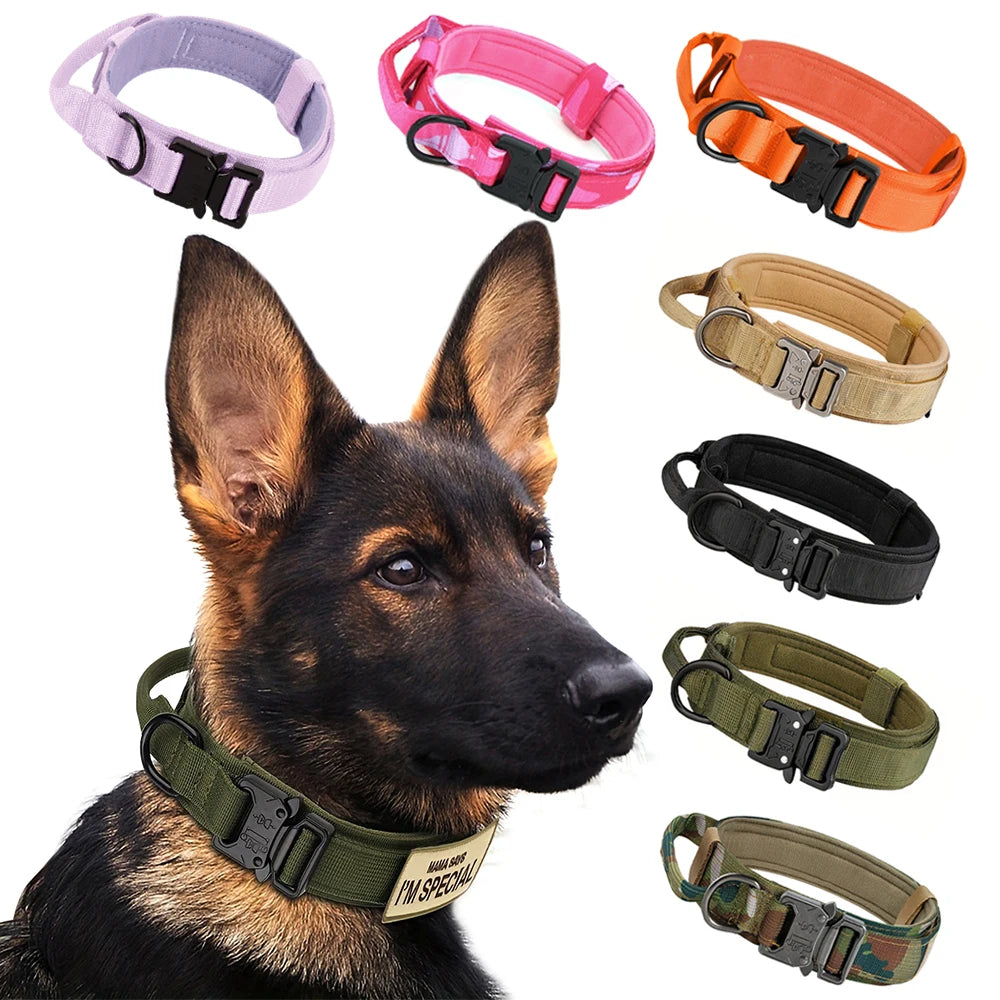 Adjustable Tactical Dog Collar & Leash Set with Control Handle for Small to Large Dogs
