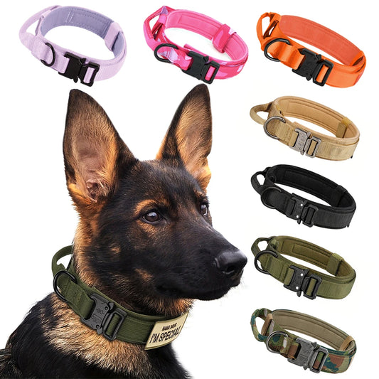 Adjustable Tactical Dog Collar & Leash Set with Control Handle for Small to Large Dogs