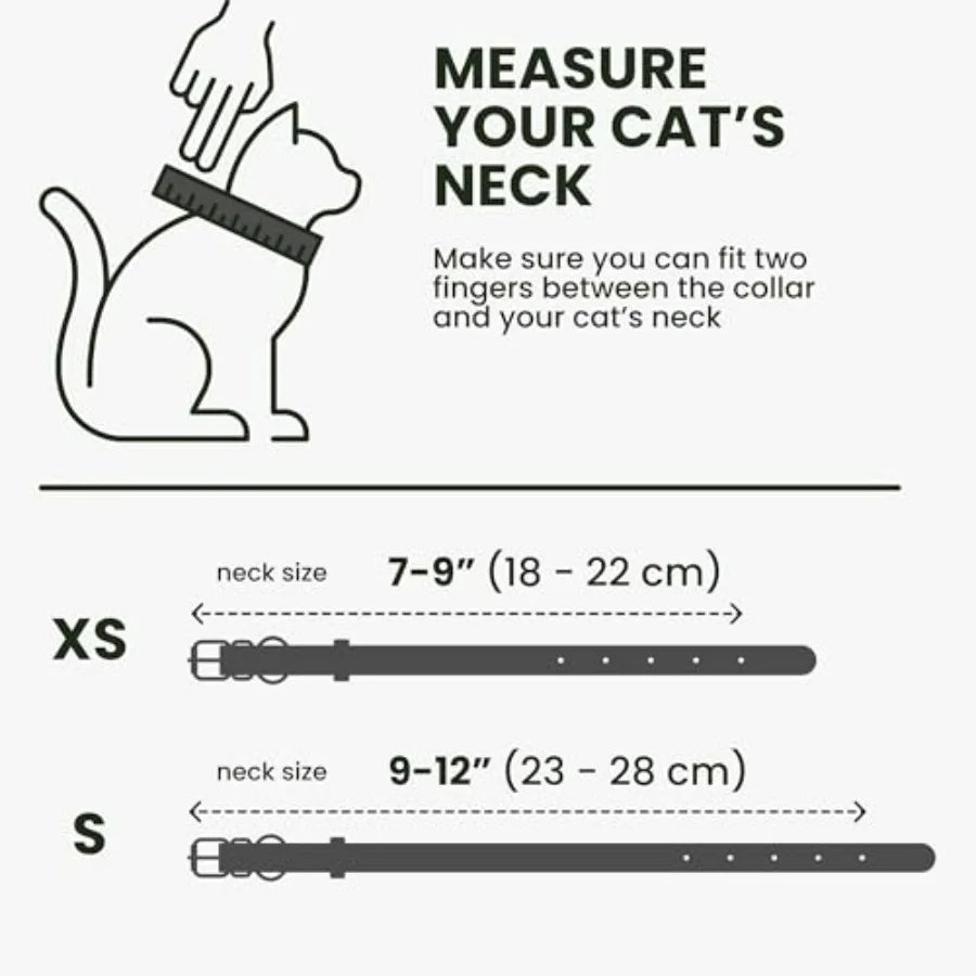 Black & Gold Leather Cat Collar with Removable Bell & QR Tag