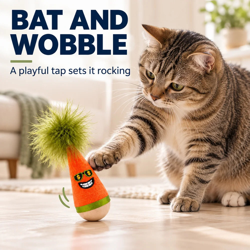 Zoe Interactive Cat Toy Set – Wobble Toy, Soft Caterpillar & Chirping Bird for Indoor Cats