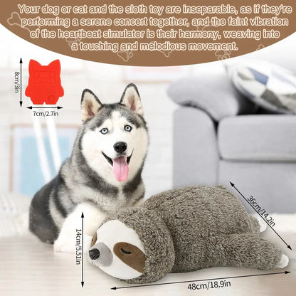 Heartbeat Sloth Plush Dog Toy for Puppies & Small Dogs – Comfort Companion for Sleep & Crate Training