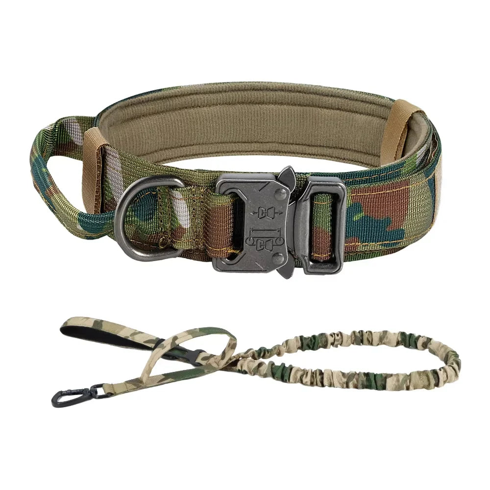 Adjustable Tactical Dog Collar & Leash Set with Control Handle for Small to Large Dogs