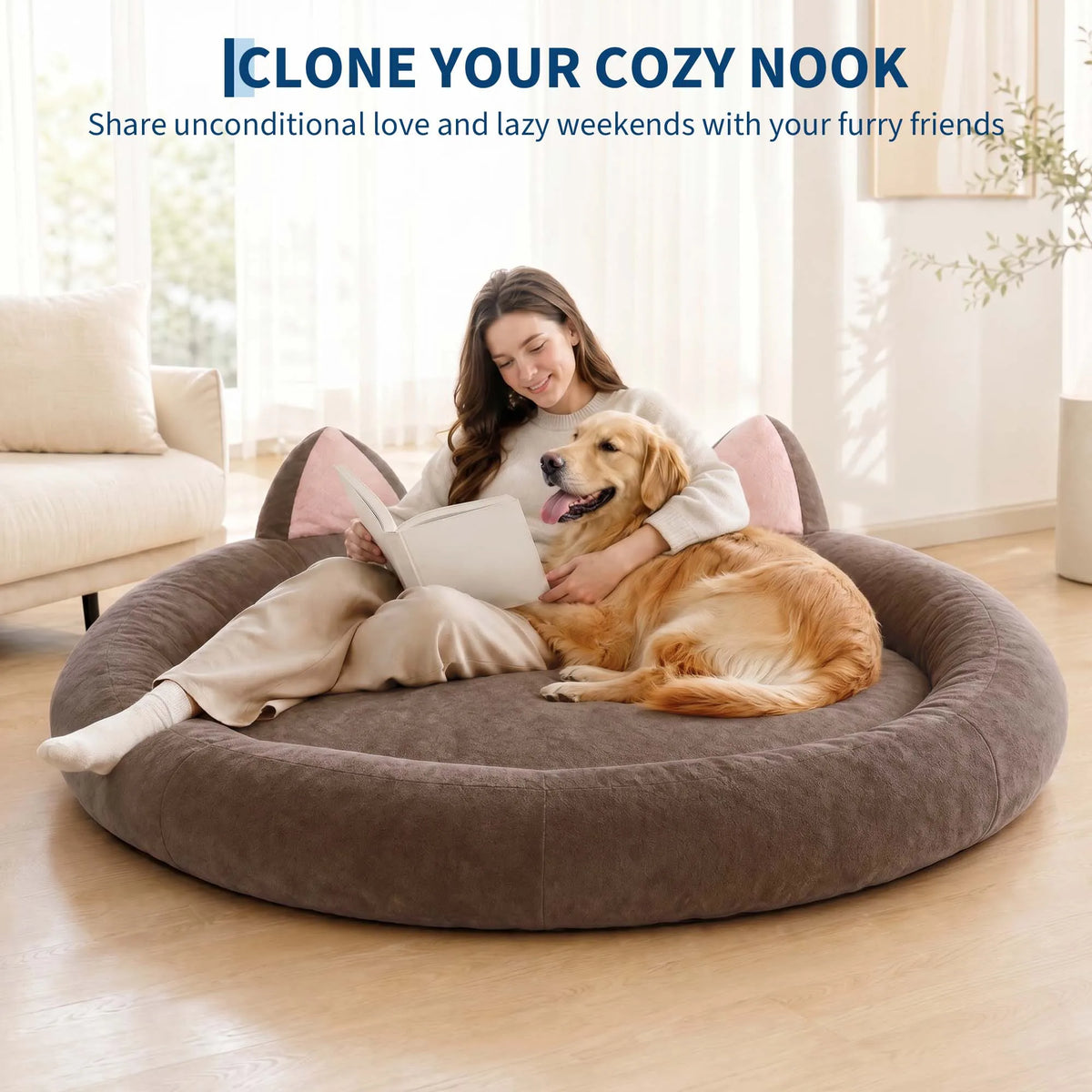 XXL Orthopedic Memory Foam Dog Bed with Thick Cushion & Supportive Bolsters for Large & Senior Dogs
