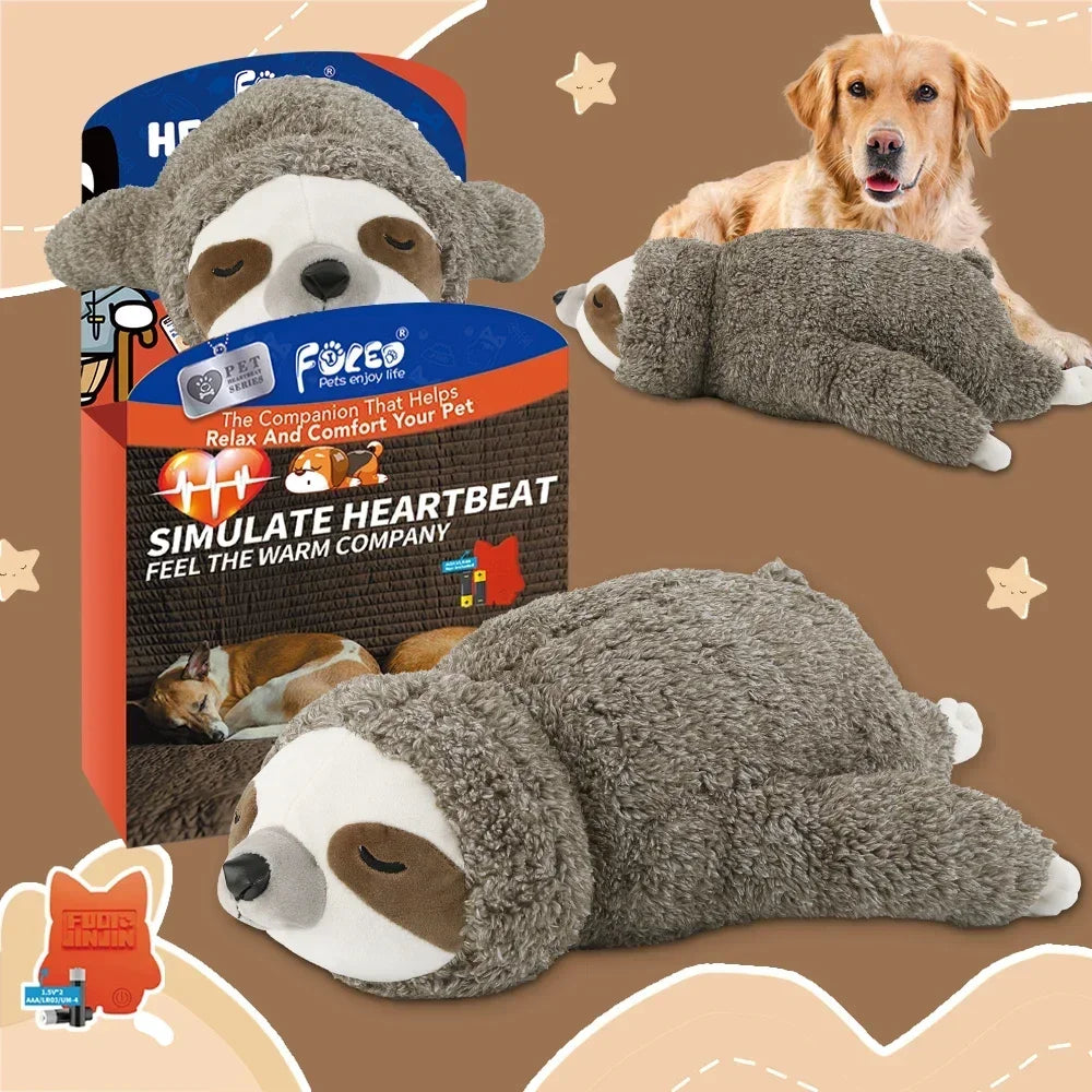 Heartbeat Sloth Plush Dog Toy for Puppies & Small Dogs – Comfort Companion for Sleep & Crate Training