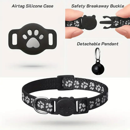 Reflective Cat Tracker Collar with Breakaway Buckle – Waterproof Anti-Lost Safety Collar