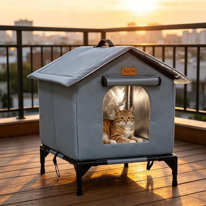 Elevated Insulated Outdoor Cat House – Waterproof All-Season Shelter for Feral & Stray Cats