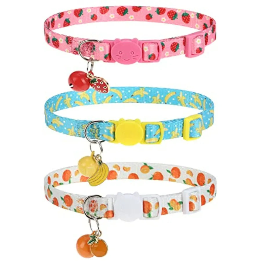 Breakaway Cat Collars with Bell and Cute Pendants, 3 Pack, Ideal for Girl