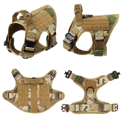 Tactical Dog Harness, Collar & Leash Set with Pouches and Patches