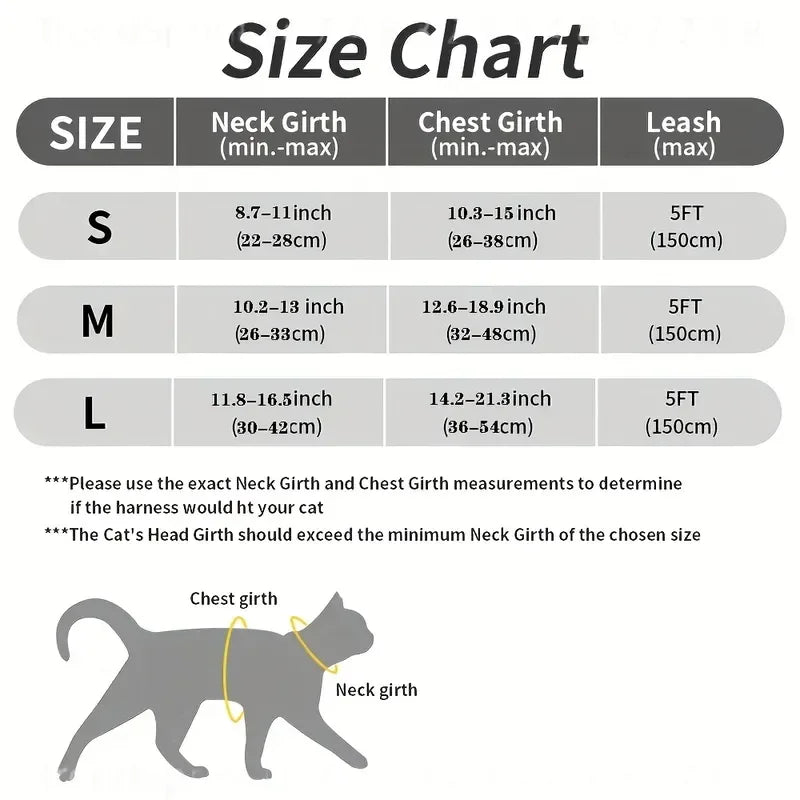 Anti-Escape Cat Harness & Leash Set – Soft Adjustable Vest for Walking & Travel