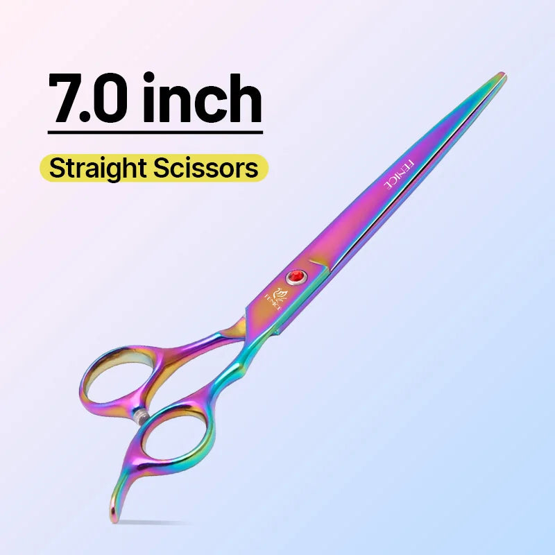 Fenice 7 inch rainbow straight grooming scissors