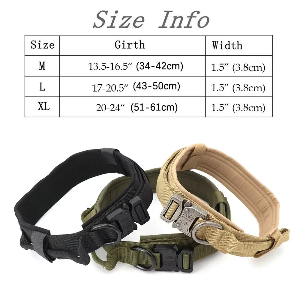 Adjustable Tactical Dog Collar & Leash Set with Control Handle for Small to Large Dogs