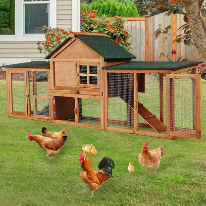 2-Story Outdoor Rabbit Hutch with Double Exercise Runs, Ramp, Pull-Out Cleaning Tray & Roof for Bunnies and Small Pets