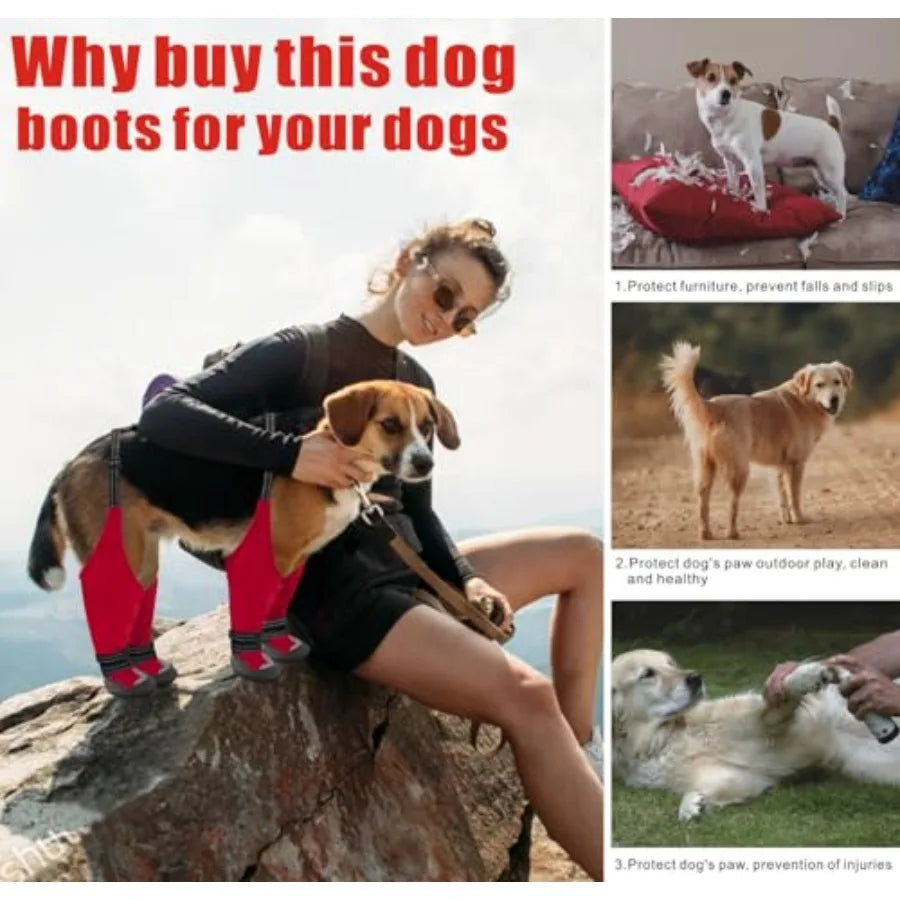 Waterproof Dog Suspender Boots – Adjustable Non-Slip Leg Protection for Rain, Snow & Hiking