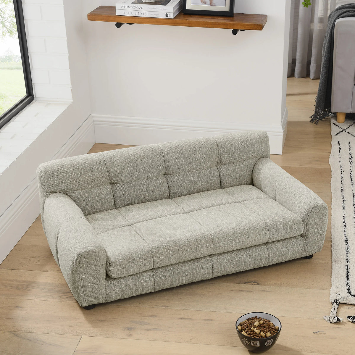 Modern Dog Sofa Bed with Backrest & Armrests – Breathable, Sturdy Pet Couch for Medium & Large Dogs